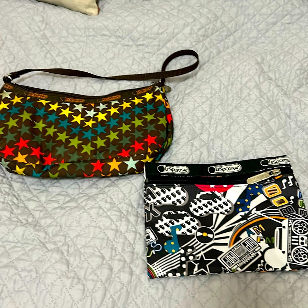 Rainbow starry le sportsac purse and boom box clutch